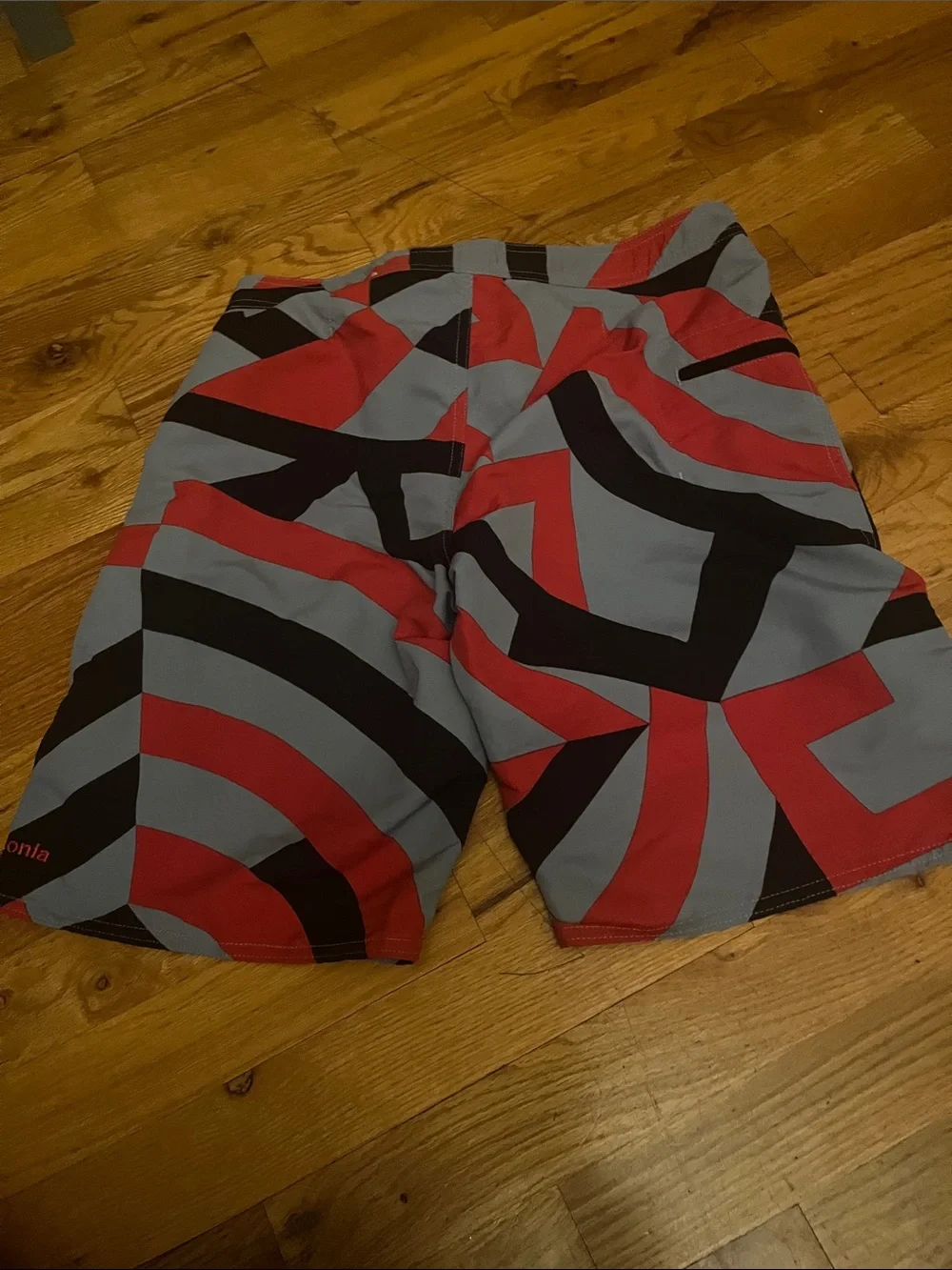 Patagonia Men's Red, Gray & Black Geometric Swim Board Shorts